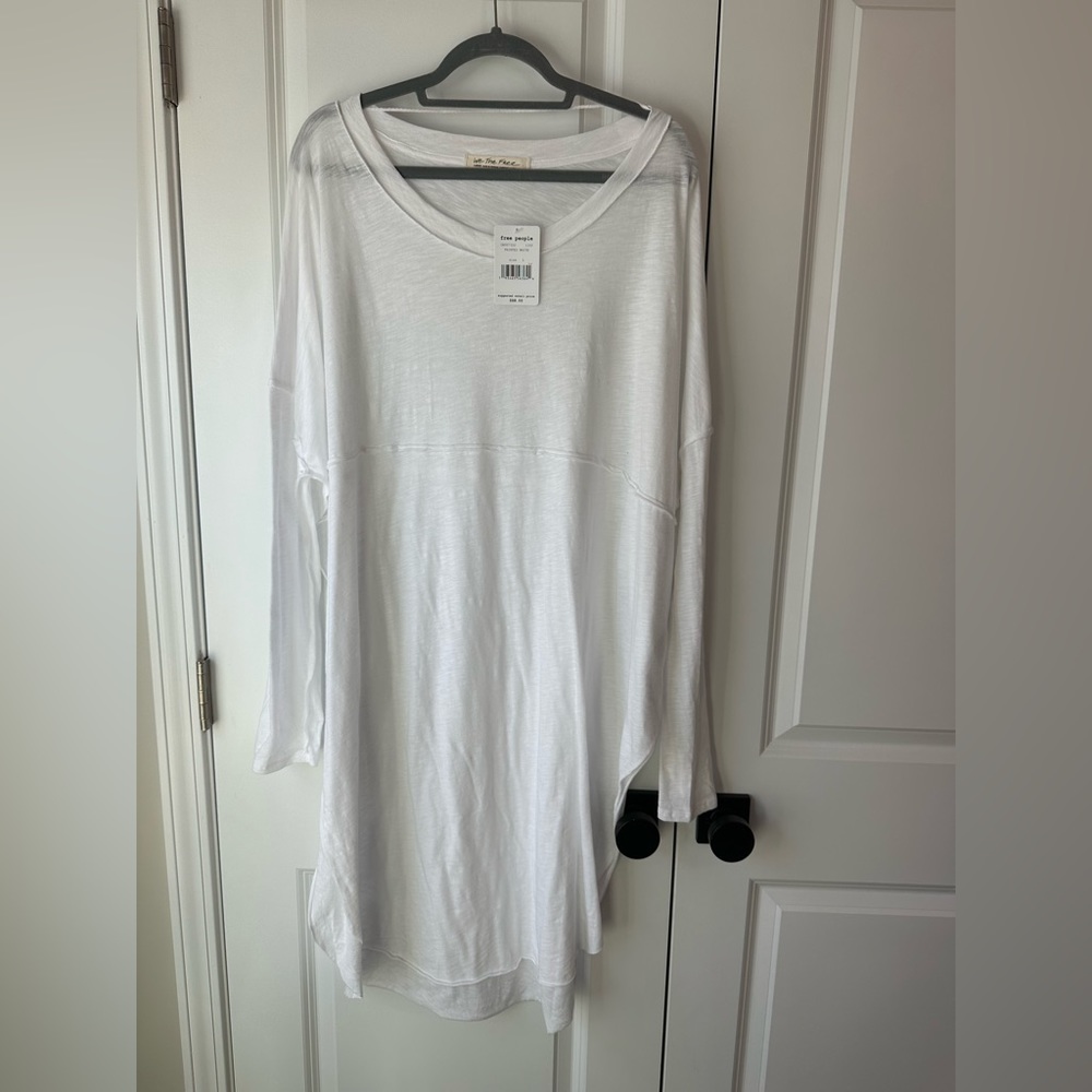 Free People Tell Tale Tunic Top Painted White NWT (Size L)